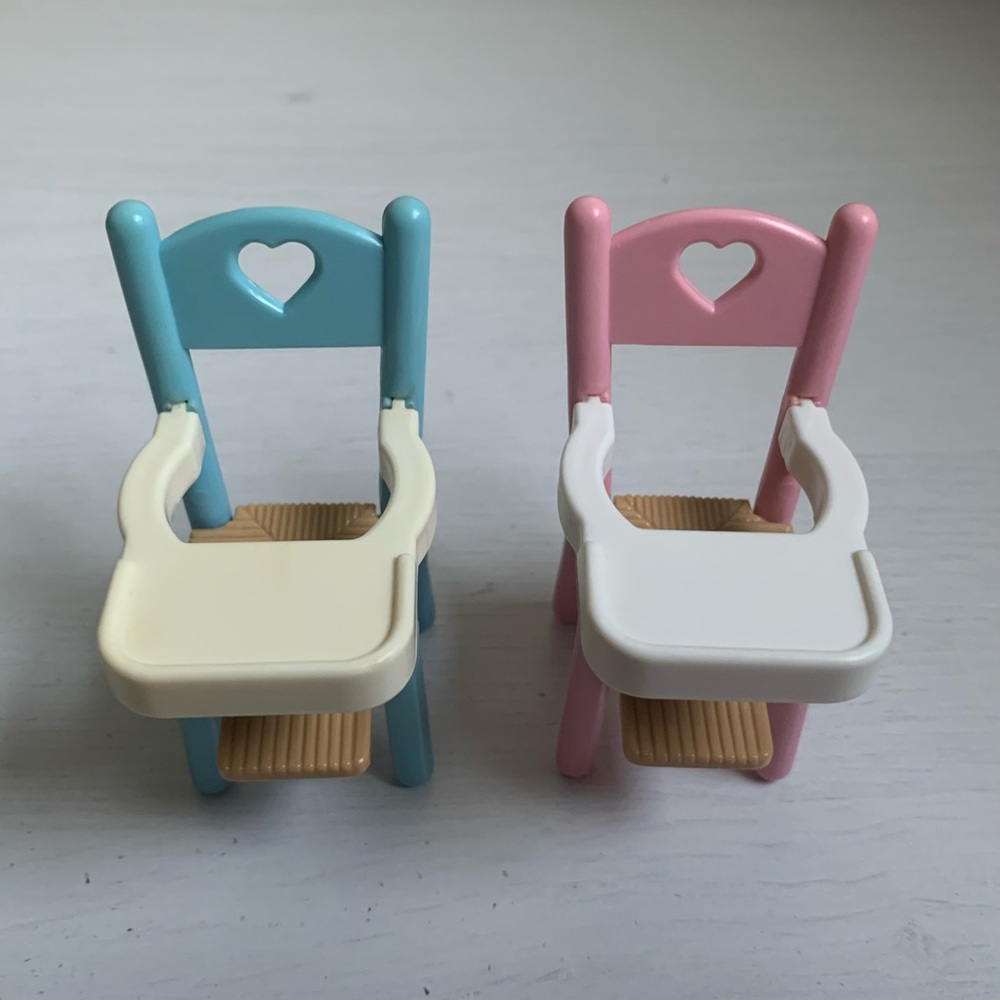 Vintage 1993 Fisher-Price Loving Family Dollhouse Furniture Baby Highchairs